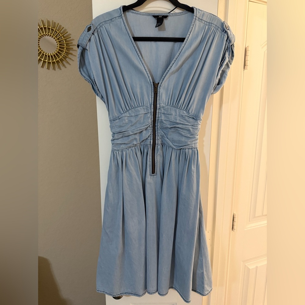 H&M Light Blue Denim Mid Dress